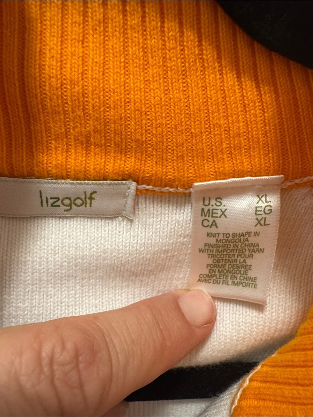 Lizgolf White 1/4 Zip Sweater with Navy and Gold Stripe. XL. Like New!!🔥 - Picture 2 of 6